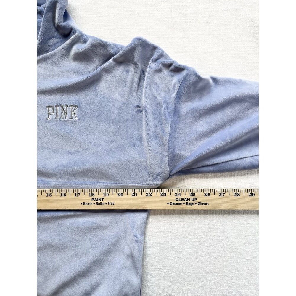 Victoria's Secret LOVE PINK‎ Women’s XS Varsity Sweatshirt Oversized Blue Velour - Picture 10 of 11